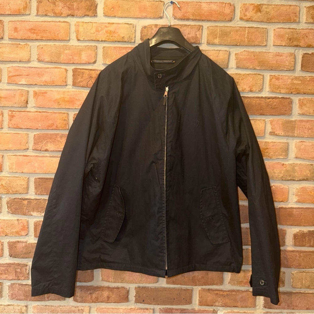 Polo Ralph Lauren Jacket Mens XL Black Full Zip Cotton Lightweight Classic